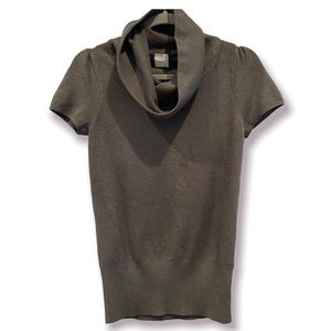 CAMAIEU Cowl Neck Sweater Short Puff Sleeve Fitted Small